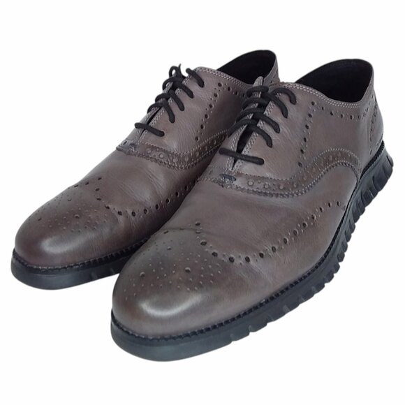 Cole Haan Zerogrand Wingtip Oxford Leather Shoes Size 10.5 Burnished Pavement main image 5